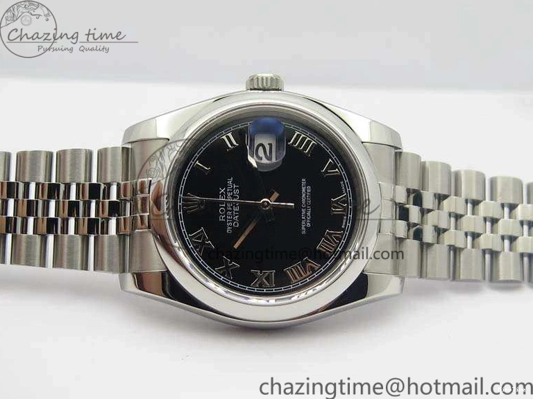 MiroTime 0223 DateJust 36mm SS 116200 ARF 1:1 Best Edition Black Roman Dial On 904L SS Jubilee Bracelet SA FlexibleFit 3519